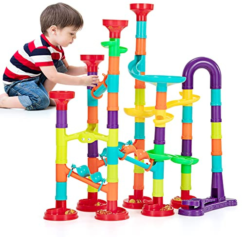 Circuit de Billes Jeu de Construction Enfant, 142Pcs Marble Run en Plastique Construction des Blocs de Construction Jouets éducatifs pour 3 4 5+ Ans Garçons Filles