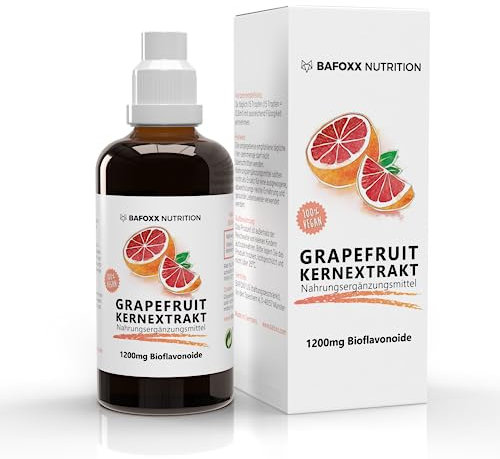 BAFOXX Nutrition® Grapefruitkernextrakt Tropfen mit Vitamin C | 100 ml | 1200 mg Bioflavonoide | ca 2000 Tropfen
