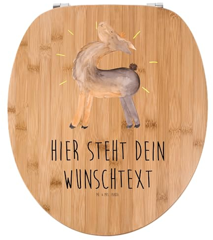 Mr. & Mrs. Panda Personalisierter WC Sitz Motiv Lama Stolz - Personalisierte Geschenke, WC-Sitz, Toilettensitz, Hippie, Klobrille, Klodeckel, Toilettendeckel, Lamas, WC-Deckel, Außenseiter, Familie