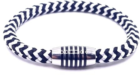 Paracord Armband Black white waves mit schwarz emailliertem Edelstahlmagnetverschluss (20.50)