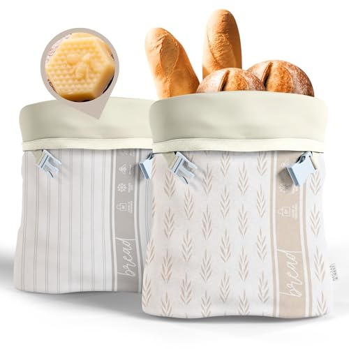 Nectar & Nest Reusable Beeswax Bread Bags for Homemade Bread & Sourdough – XL Eco-Friendly, Natural, Food-Safe Storage Bag to Keep Loaves Fresh Longer – Sustainable, Zero Waste