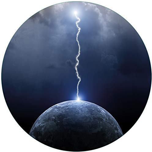 Wallario Glasbild rund Gewitter über der Erde - Rund, 50 cm Durchmesser Wandbild Glas in Premium-Qualität: Brillante Farben, freischwebende Optik