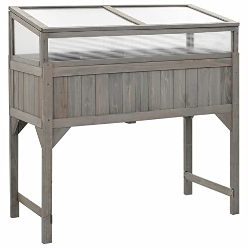 ARKEM Hochbeet mit Gewächshaus 110x54x120 cm Massivholz Tanne FoliengewäChshaus Tomaten GewäChshaus