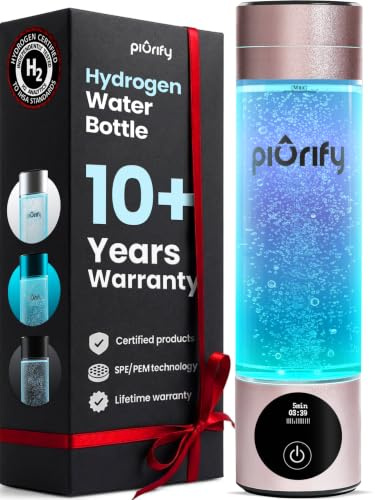 PIURIFY Portable Hydrogen Water Bottle Generator - Hydrogen Infused Water, 3000ppb, Perfect for Work, Outdoor Activities, and Hydration on The Go (Pink) | Extended Warranty | USA Certified | SPE/PEM Tech | Portable | Pink