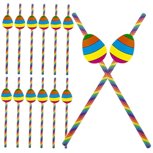 MAGICLULU 40pcs Easter Egg Straws White Paper Drinking Straws Hen Party Decorations Party Supplies