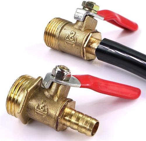 Messing-Kugelhahn-Schlauchadapter, Außengewinde, Kupplungsverbindungen, Rohrverschraubungen, Verlängerung for Wasser, Öl, Kraftstoff(Size:For 12mm Tube,Color:1/2)