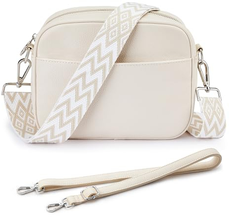 KALIDI Damen Umhängetasche, stylisch Veganem Leder Breiter Gurt Crossbody Schultertasch mit 2 verstellbaren Riemen für tägliches Arbeiten, Einkaufen, Verabredungen, Reisen