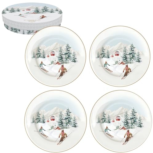 COFFRET 4 ASSIETTES DESSERT Ø 19CM EN PORCELAINE CHALET