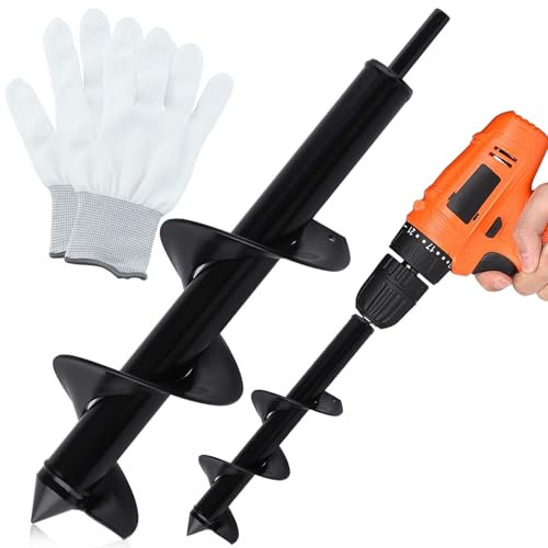 LEONTOOL Garden Auger Drill Bit for Planting 3x12 Garden Ground Earth Spiral Drill Bit and Bulb Planter Tool for 3/8 Hex Drive Drill, for Post Hole Digger Bulb Bedding Digging Plant Rapid Planter