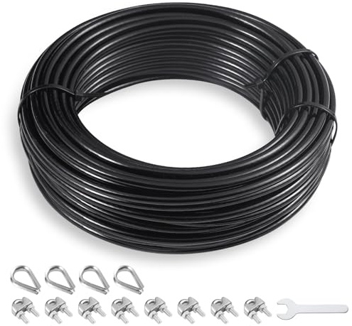 SERTT Replacement Cable for Pulley Cable Machine, Pulley Cable for DIY Home Gym, Wire Rope Length 32.8/65.6/98.4 Ft for Weight Lift Pulley System, Gym Steel Cable, Thick 5mm, TPU Coated