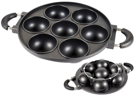 Muffins de galletas - Molde para galletas de hierro fundido | Molde para pasteles de bollos con diseño de 7 moldes, molde para hacer galletas, hornear muffins, pan de maíz y bollos, sartén de hierro f