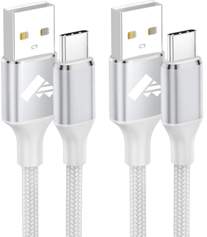 USB C Charger Cable [2Pack 2M+1M] Type C Fast Charge Charging Lead Nylon USB A to USB C for Samsung Galaxy S20 S21 S8 S9 A11 A32 A43 A52 Note 10 20, iPad