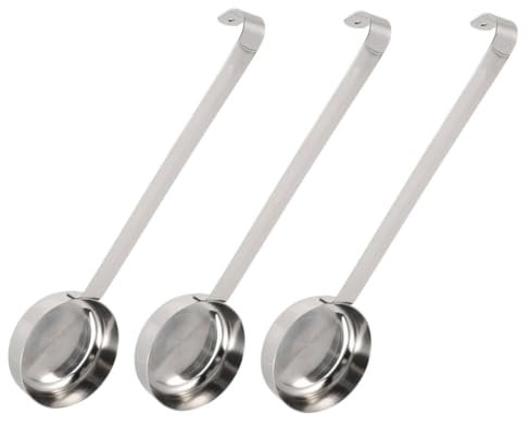 Ciieeo Lot de 3 Louches à Soupe Multifonctions de Qualité Alimentaire Cuillère à Sauce à Pizza Louche de Cuisine en Acier Inoxydable