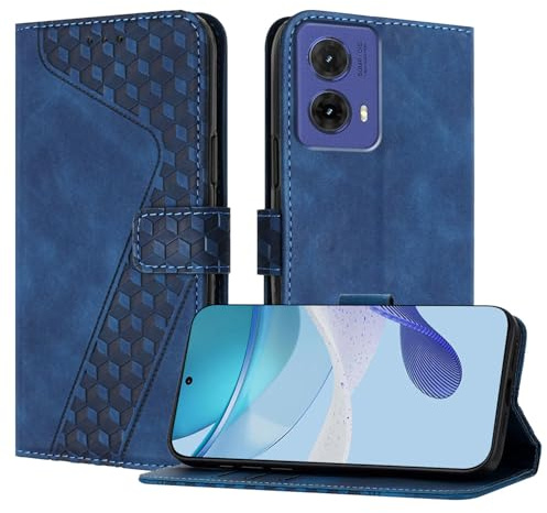 OKZone Funda para Motorola Moto G85, PU Cuero Flip Carcasa Fundas Móvil de Tapa Libro Caso Piel PU Billetera Case Telefono Cubrir Móvil Cover con Cáscara de TPU(Azul)