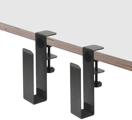 EVALIANA Desk Side Laptop Mount, Adjustable No Drill Laptop Holder for Desk, Vertical Under Desk Laptop Mount for Storage of Laptops, Tablets, Files, and Magazines (Black)