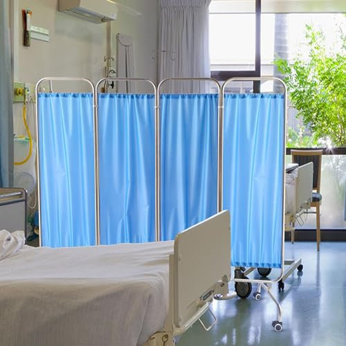 4 Panel Room Divider Screens, Foldable Room Divider Temporary Fence, Medical Privacy Screen Portable, Medical Privacy Screen On Wheels, Hospital Sickroom Room Divider Panel