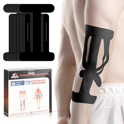 KTQUICK Vorgeschnittene Kinesiotapes für Ellenbogen,10PCS,Hoch elastisch | Latexfreie Atmungsaktive Baumwolle, Wasserfestes,Starke Haftung, Schützt vor Tennisarm & Sportmuskelüberlastung