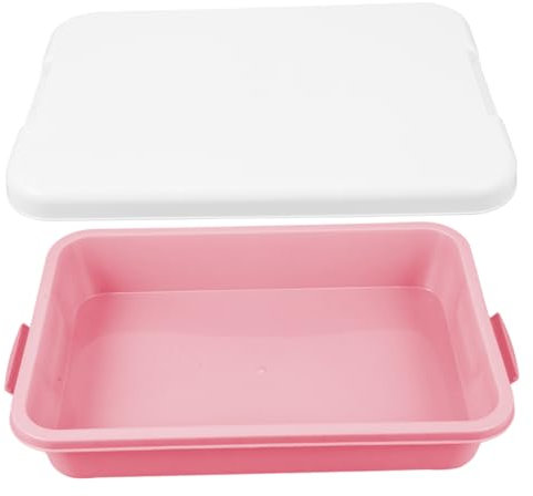 BRIGHTFUFU Plastic Sand Tray with Lid for Boys and Girls, Small Portable Sandbox, Pink Outdoor Activity Tray with Mold Storage Box, Suitable for Beach and Garden Play
