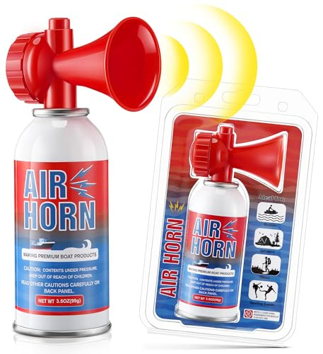 HappyAlley 1 Pack Large Air Horn for Safety 3.5oz, 122dB Very Loud Marine Air Horn for Boat, Coast Guard Approved, Great for Boat & Marine Safety, Sporting Events, Travels, Hiking (Red)