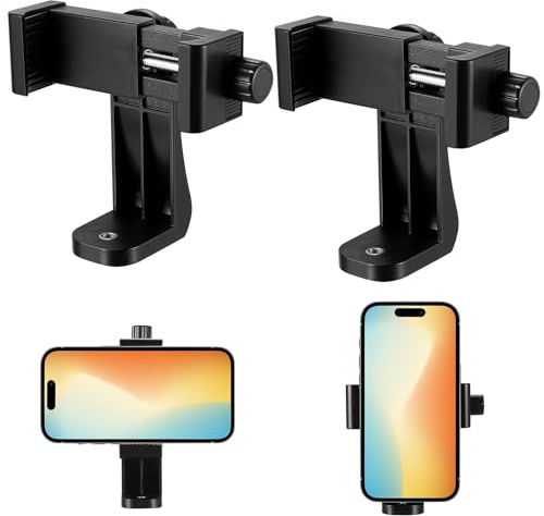 2 Pcs Soporte Movil Tripode, Soporte Adaptador Tripode para Movil, Soportes Adaptadors para Teléfono Móvil Teléfono Celular Vertical y Horizontal Rotación de 360° para Palo de Selfie Monopie