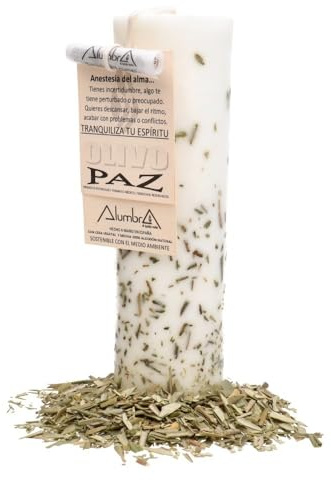 LAMARE Esoterische Olivenkerze – Frieden – Ritualkerze – Handgefertigte Kerzen mit 100% Natur-Baumwolldocht