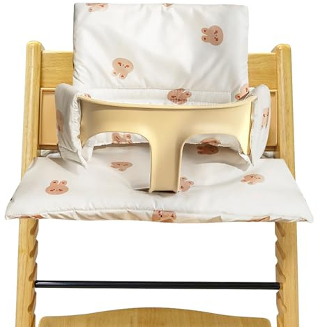 Sitzkissen für Stokke Tripp Trapp: Hochstuhl Sitzkissen, Doppelte Polsterung an Rückenlehne, Wasserdicht Kids Sitzkissen Abnehmbar, Bio Baumwolle Weiches Sitzkissen Hochstuhl Zubehör （Kaninchen）