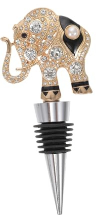 FUNNETOYU Rhinestone Elephant Wine Bottle Stopper Alloy Seal Practical Cork for Wine Lovers Party Decoration Zinc Alloy Cap