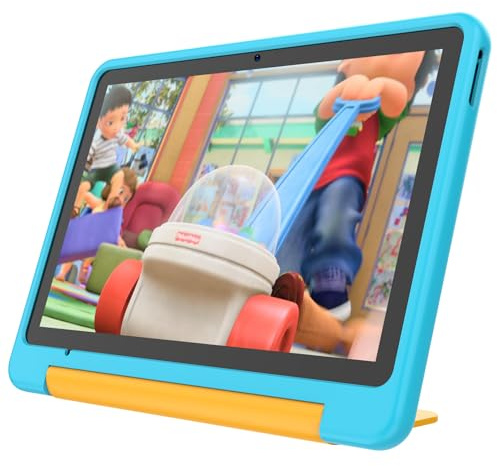 PRITOM All-New Android 15 Kids Tablet, 10-Inch Tablet for Children, 64GB + 1TB Expandable, WiFi 6, Parental Control, Educational Games Pre-Installed, Kid Software, with EVA Case, Blue