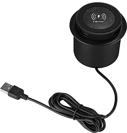 Elqater 10W Fast Wireless Charger -Up Desktop Embedded Fast Wireless Charger with USB Port Universal for Smartphone