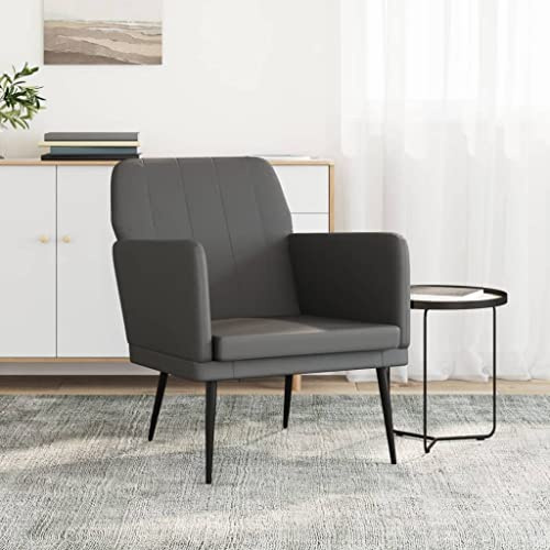 Mandloder Sessel Grau 61x78x80 cm, Kunstleder, Schmutzabweisend, Metallgestell, Bequemes Sitzerlebnis, Modernes Design, Einzelner Polstersessel für Wohnzimmer