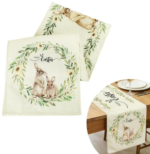 Oster Tischdeko,40 x 238cm Schlappohrenhase Ostertischläufer Modern Tischläufer Ostern Läufer Frühling Tischläufer Hase Osterläufer Ostertischdecke für Ostern Tischdeko Oster Tisch Osterdeko
