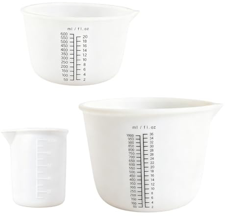 3 Pezzi Misurino in Silicone con Doppia Scala 1 pezzi Bastoncini Di Agitazione 1 Pezzi Spatola Riutilizzabili Misurino 1000ml 600ml 100ml Misuratore Liquidi Cucina Stampi per Resina Epossidica