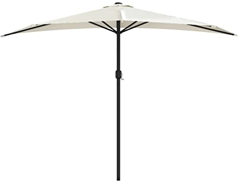 Mokuyary Parasol de Balcon avec mât en Aluminium Sable 300x155 cm Demi, Parasol de Extérieur pour Terrasse, Piscine, Plage, Restaurants, Balcon