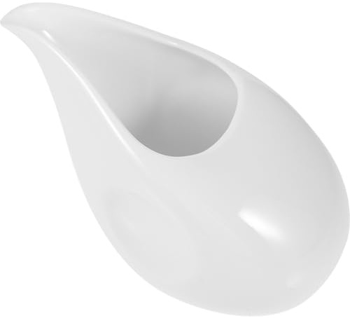 GAROZATION Bricco Latte in Ceramica Bianco 100ml Fondo Resistente e Beccuccio Guida per Ristoranti e Cibi Caldi Stile Vintage Pratico e Compatto