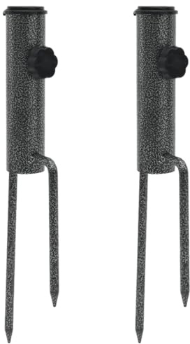 Teenpull Support de Parasol en Acier galvanisé 9x35 cm 2 pièces avec piquets réglables pour Fixation mât Parasol, Accessoire de Voile d’ombrage pour terrasse Jardin Balcon extérieur