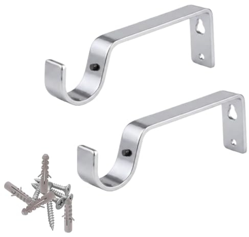 Curtain Pole Rod Bracket Pipe Holder 19mm Heavy Duty Drapery Ring Hook Sturdy Metal Alloy By HomeElabador (Silver)