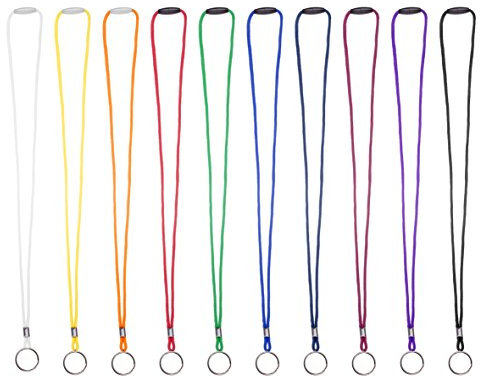 Karteo Schlüsselband rot [1 Stück] Lanyard 3 mm Polyester mit Schlüsselring und Sicherheitsverschluss für Kartenhüllen Ausweise Schlüssel