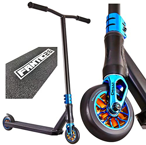 CHILLI Pro Scooter Patinete profesional para acrobacias, de 110 mm + extremos de barra Odi + pegatinas F26, Ocean + F26 Sticker