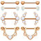 JFORYOU 14G Brustwarzenpiercing Chirurgenstahl Opal Stein Herz Barbell Damen Brustwarze Piercing Schmuck 8 Stück Rosegold Farbe