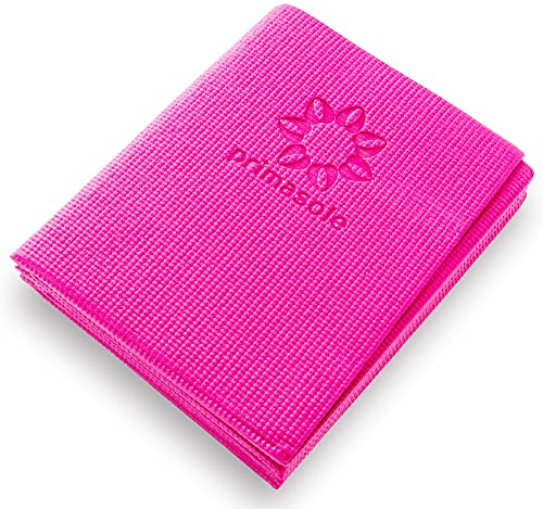Primasole PSS91NH027A Tapis de yoga de voyage pliable et léger facile à transporter pour l'entraînement, la remise en forme, la plage, le parc, les pique-niques, 4 mm d'épaisseur, azalée, rose, rouge