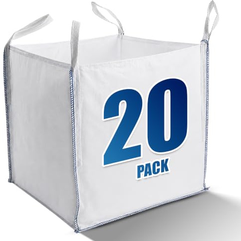 20 x FIBC Bulk Bags Dumpy Sack One Tonne Ton Heavy Duty Woven Skip Material Builders Jumbo Bag for Industrial Waste, Garden Rubbish, Storage, Log, Sharp Sand, ***Pack of 20***(20xOTB)