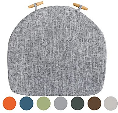 Yadlan Sitzkissen Stuhl Oval, Stuhlkissen Halbrund Outdoor 2er Set, Trapez Sitzkissen Esszimmerstuhl, Sitzpolster Stuhl Garten mit Rutschfestes Bodendesign, Waschbar Stuhlauflage Grau