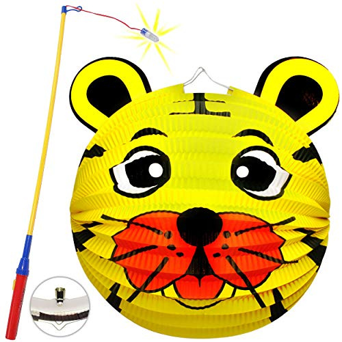 alles-meine.de GmbH Set: Laterne/Lampion + LED Laternenstab - Löwe - Tiger - Teddy Bär - für Kinder - Papierlaterne aus Papier - Lampe - Laternen Lampions - Kerzen Kerze - Figu..