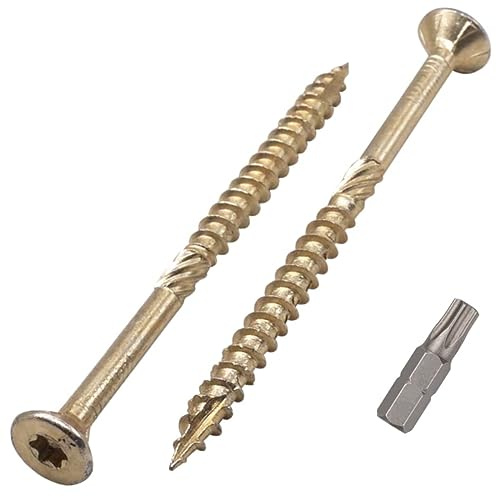 SKIR'CO 50 Stück Universal Verzinkter Stahl 6,0 x 100 mm Gelb Holzschrauben Senkkopf Torx Kopf Typ 17 Spanplattenschrauben (50, 6,0 x 100 mm)
