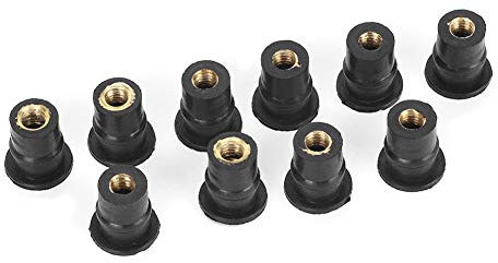 Tuercas de Goma M5 - 10 Piezas de Pozo 5 Mm / 0,2 Pulgadas para Pernos de Parabrisas de Motocicletas Métricas Wellnut