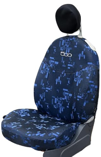 Italfodere - Autositzbezüge vorne und hinten - Kompatibel mit Fiat 500 - Handgefertigt - Baumwolle - Schaumstoff - Polyester - Autozubehör - Made in Italy - Blau 34
