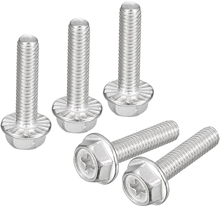 sourcing map 10 Stück Linsenkopfschraube, Flanschschraube, M6 x 25mm Sechskantschraube, Innensechskan M3 Schraubent, Vollgewinde Edelstahlschrauben, Edelstahl V2A, für Heimwerker, Silber