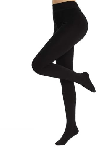 ZKGYUS 1 Pièce Collant Thermiques Femme Effet Transparent, Jambes Faux Polaire Chaud,Slim Extensible Taille Haute Collant Fourré Femme D'Hiver Épais Et Chauds, Noir