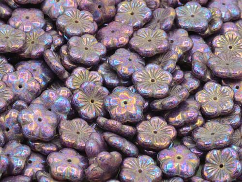 10p Cherry Flower Beads, 14 x 14 mm, Chalk White Vega Iris (03000-15781), Glass, Czech Republic