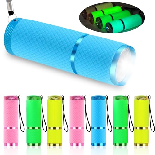 Tulov 8 Stück Mini LED Taschenlampen für Kinder – 9 LED Lampenperlen mit Lanyard – Kindertaschenlampe, Camping Taschenlampe für Outdoor, Wandern, Notfälle, Geburtstage & Partygeschenke